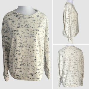 stradivarius  Sweatshirt Punk Inspired Cream & Black-Size Medium